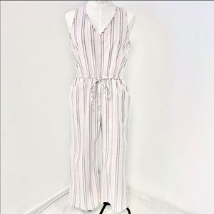 Anthropologie Drew M Linen Stripe Pastel Jumpsuit